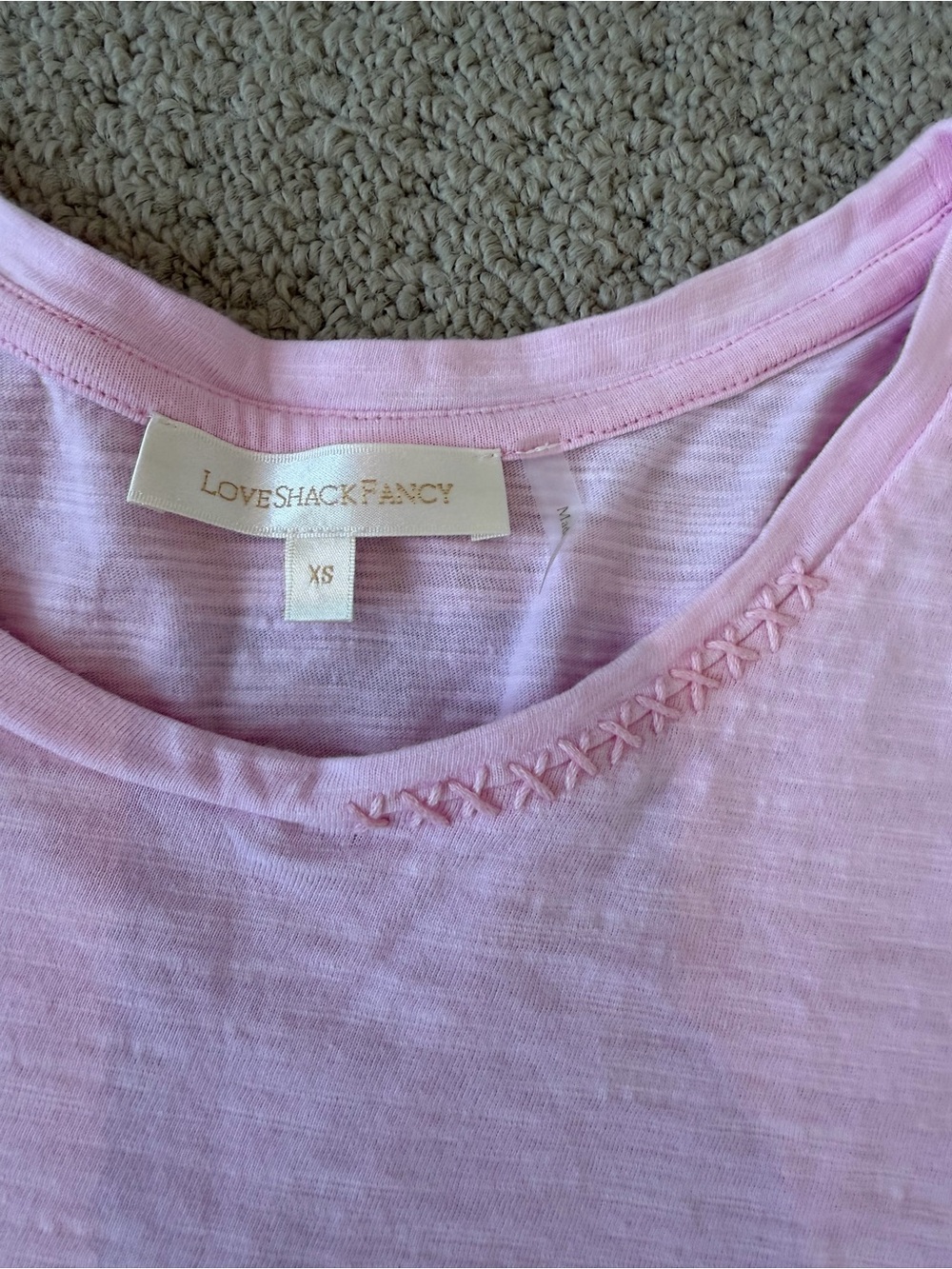 LoveShackFancy Pink Calix Cotton Tee - Picture 3 of 4